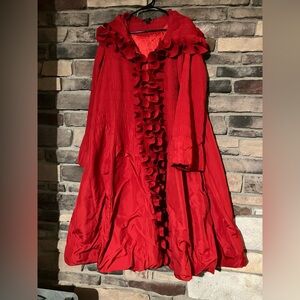 Elegant Vintage Jerry T. Red Women's jacket with Ruffle Details